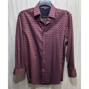 VISCONTI‎ BLACK Men's (Size S) Collared Button Down Shirt 100% Cotton Portugal